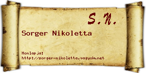 Sorger Nikoletta névjegykártya